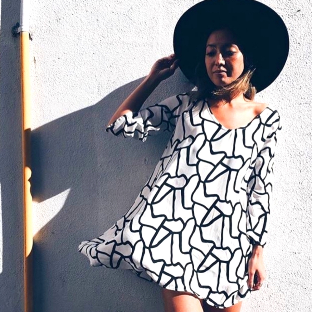 Ava Sky White Scribble Dress
